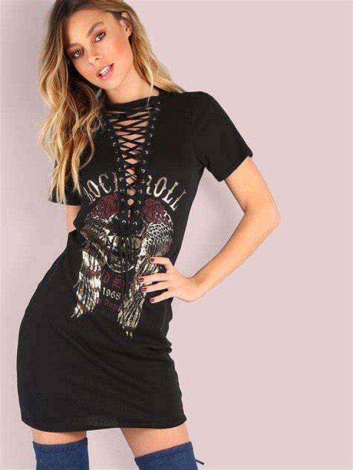 Lace Up Rock n' Roll Dress SheIn(Sheinside)