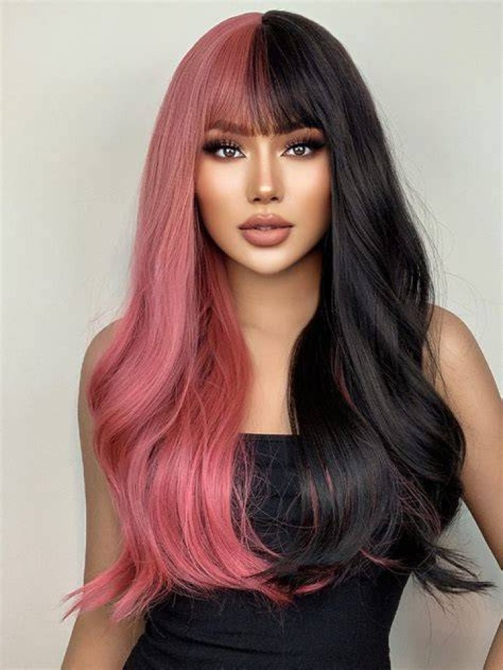 TwoTone Collar Synthetic Fiber Bangs Wig Embellished Wigs & Accs Color